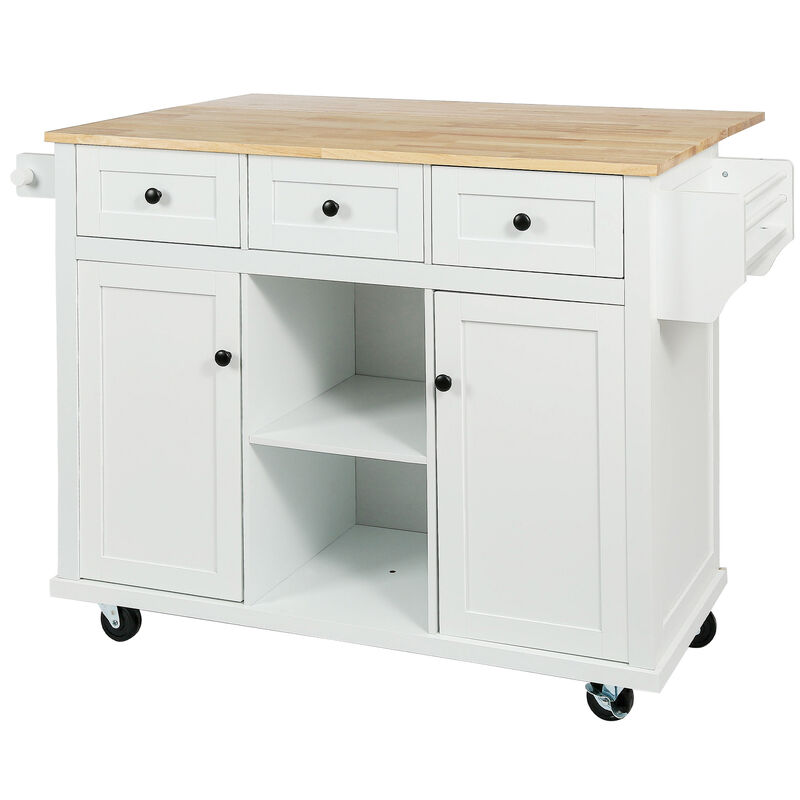 Kitchen Cart with Drop-Leaf Countertop & Storage Rolling Island for Food Prep & Dining