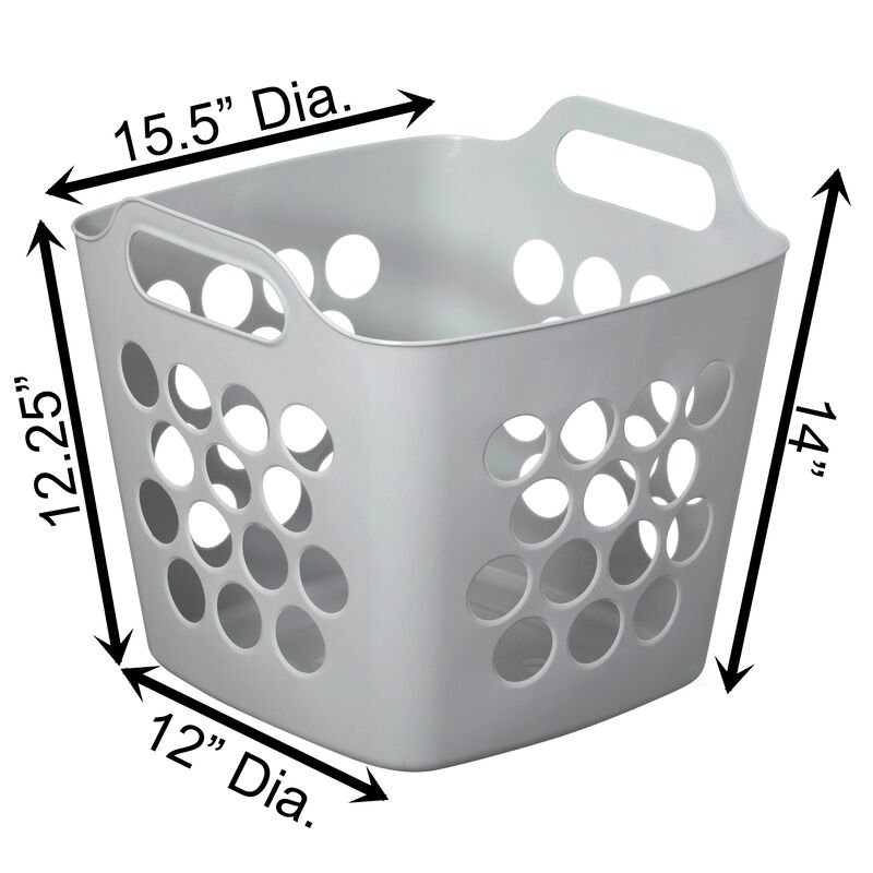 Flexible Plastic Carry Laundry Basket Holder Square Storage Hamper with Side Handles, Purple