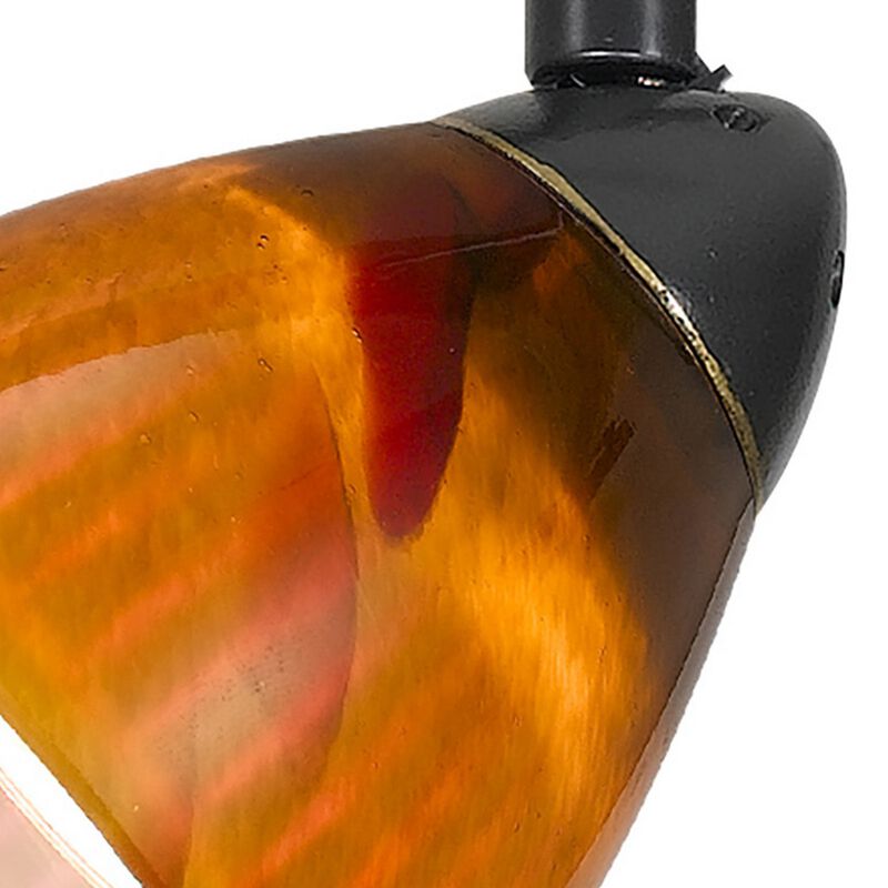 Hand Blown Glass Shade Track Light Fixture with Metal Frame, Dark Bronze - Benzara