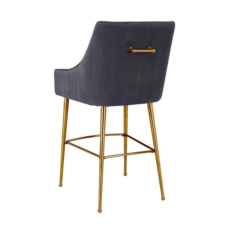 TOV Furniture Beatrix Pleated Dark Grey Velvet Counter Stool image number 3