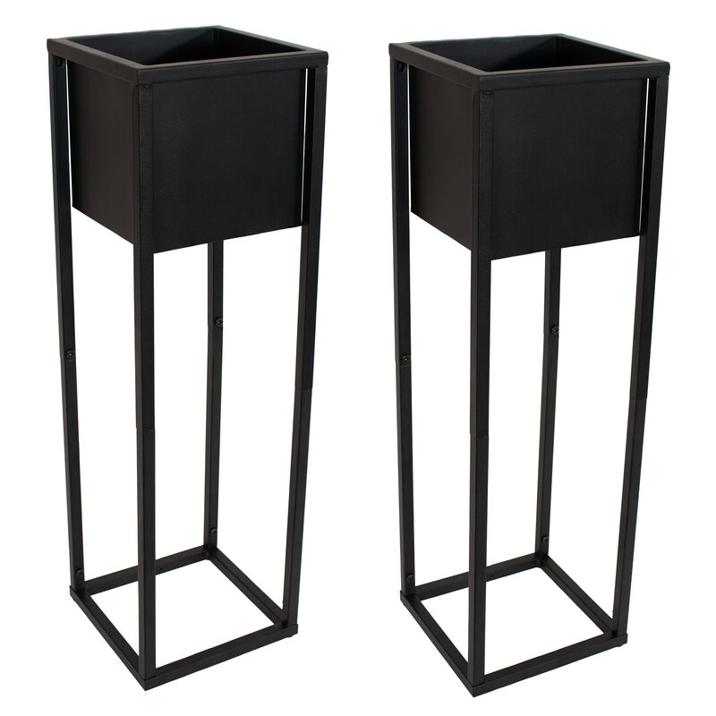 Modern Simplicity 27" H Outdoor Elevated Planter - 2-Pack