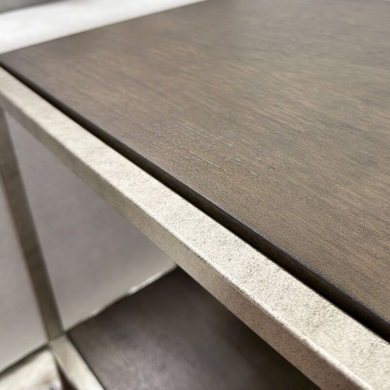 Roundhill Furniture Padena 3Pc Metal Frame Wood Living Room Coffee Table and 2 Chairside Tables Set