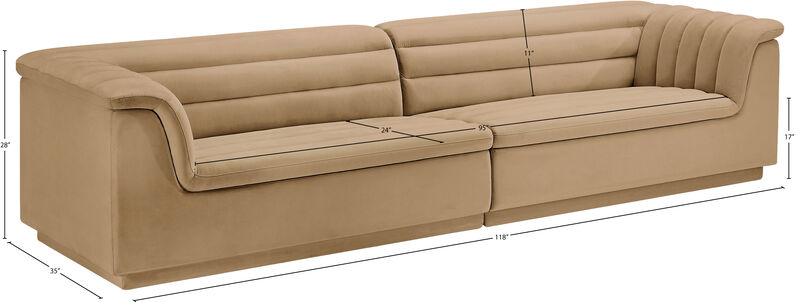 Meridian Furniture Cascade Camel Velvet Fabric Modular Sofa image number 9