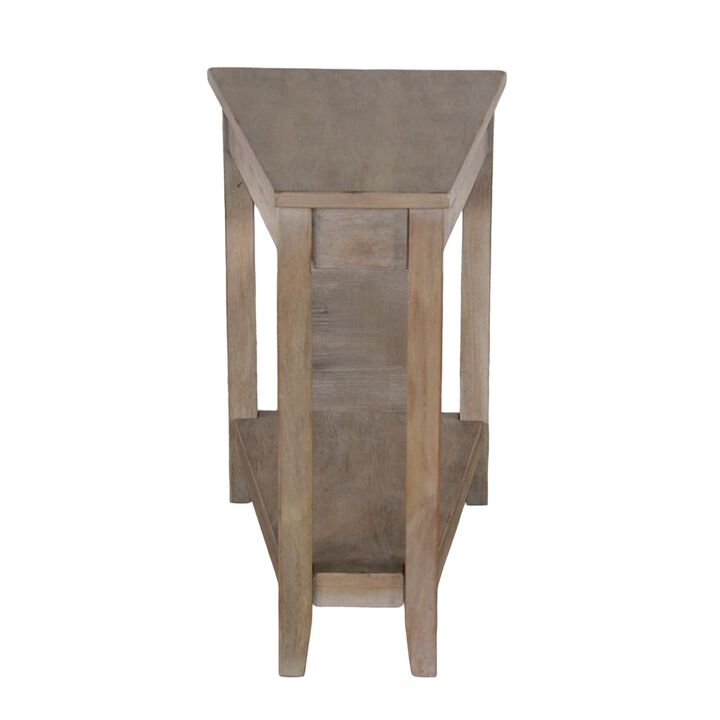 Chairside End Table with Shelf, 24 Inch Angled Light Brown Mahogany