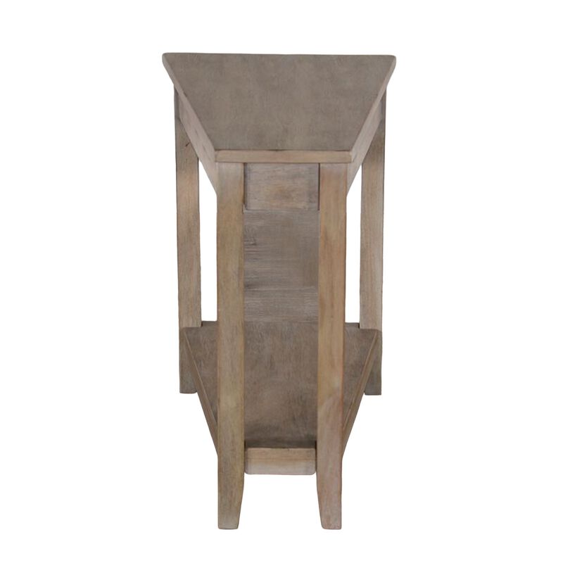 Chairside End Table with Shelf, 24 Inch Angled Light Brown Mahogany