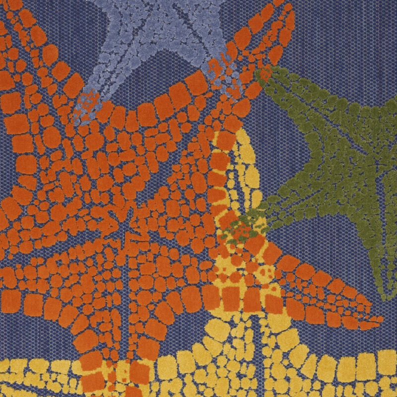 HomeRoots 5' X 8' Blue Yellow And Orange Starfish Indoor Outdoor Area Rug image number 3