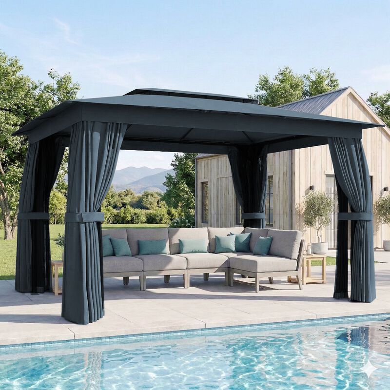 Hivvago Soft Top 10x12 Gazebo Canopy Shelter image number 3