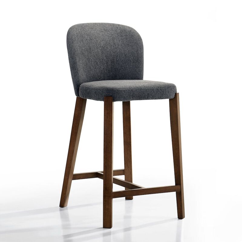 Larsen 26" Solid Wood and Fabric Counter Stool in Gray