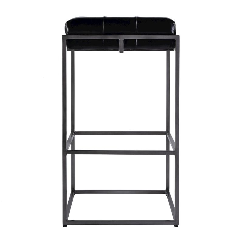Butler Specialty 31 in. Seat Height Tufted Leather and Iron Backless Bar Height Stool, Footrest image number 2