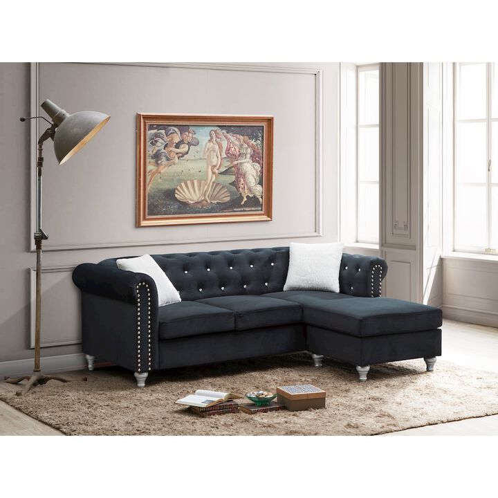 Glory Furniture Raisa Sofa Chaise in Black Color