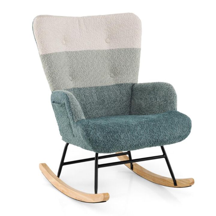 Nursery Rocking Chair with Ergonomic Armrests and High Backrest