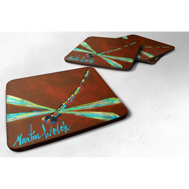 Caroline's Treasures MW1015FC Insect-Dragonfly Chocolate Chip Foam Coasters (Set of 4), 3.5 H x 3.5 W, Multicolor
