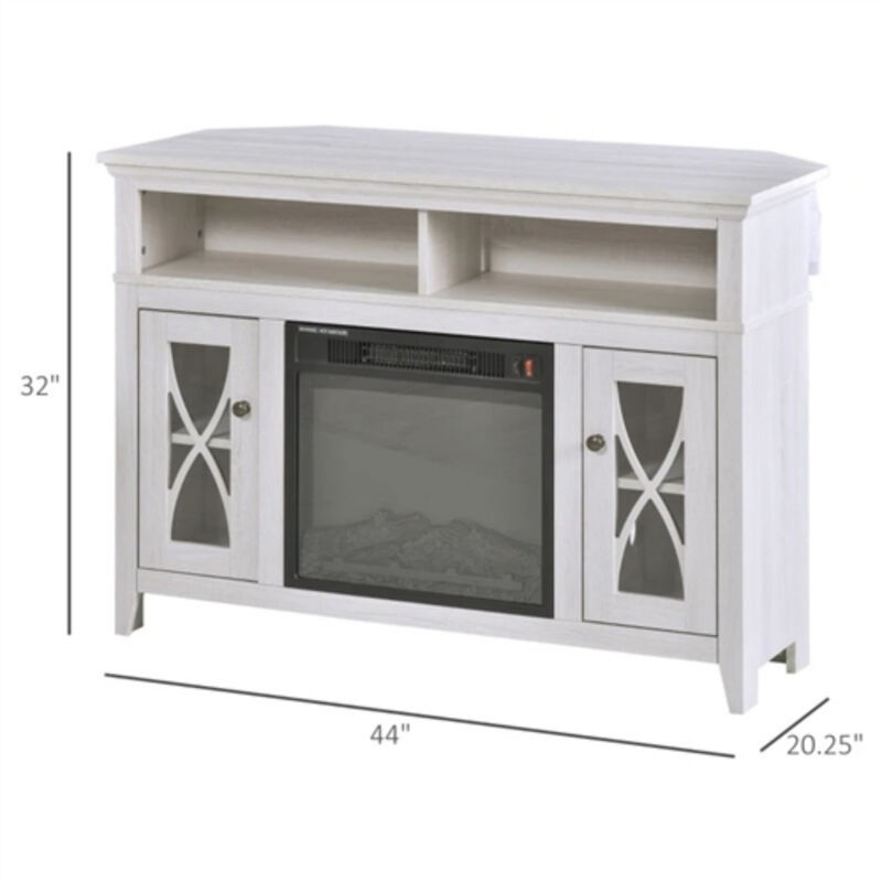 Electric Fireplace Mantel TV Stand with Adjustable Shelves 2 Storage Cabinets