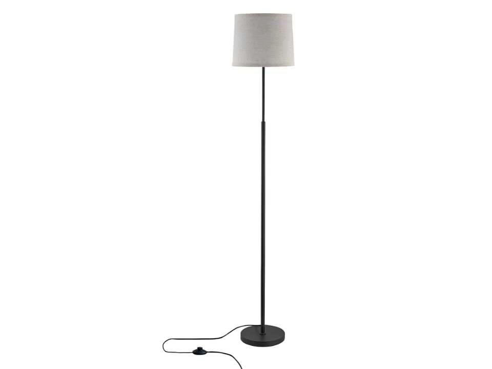 Modern Floor Lamp 60 Inch Black Standing Light with Linen Shade Bulb Included