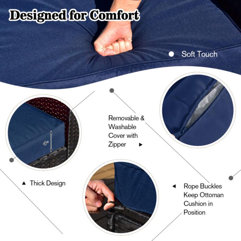 Hivvago 9 Pieces Outdoor Wicker Sectional with 35 Inch Gas Fire Pit Table