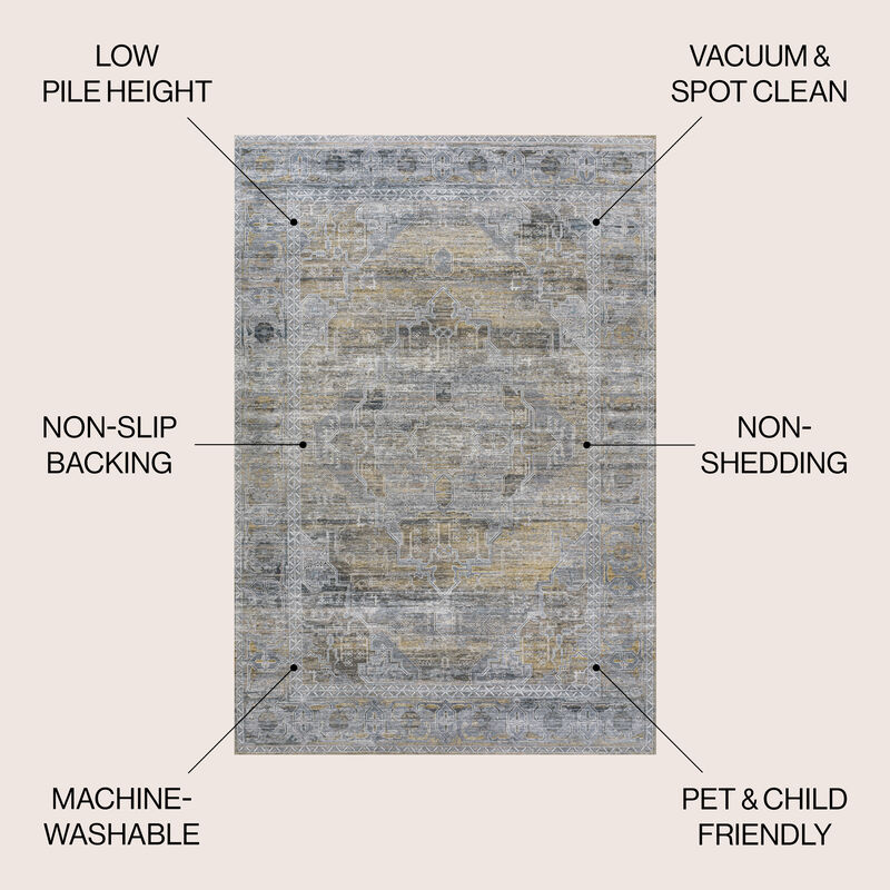 Alanya Ornate Medallion Machine-Washable Area Rug