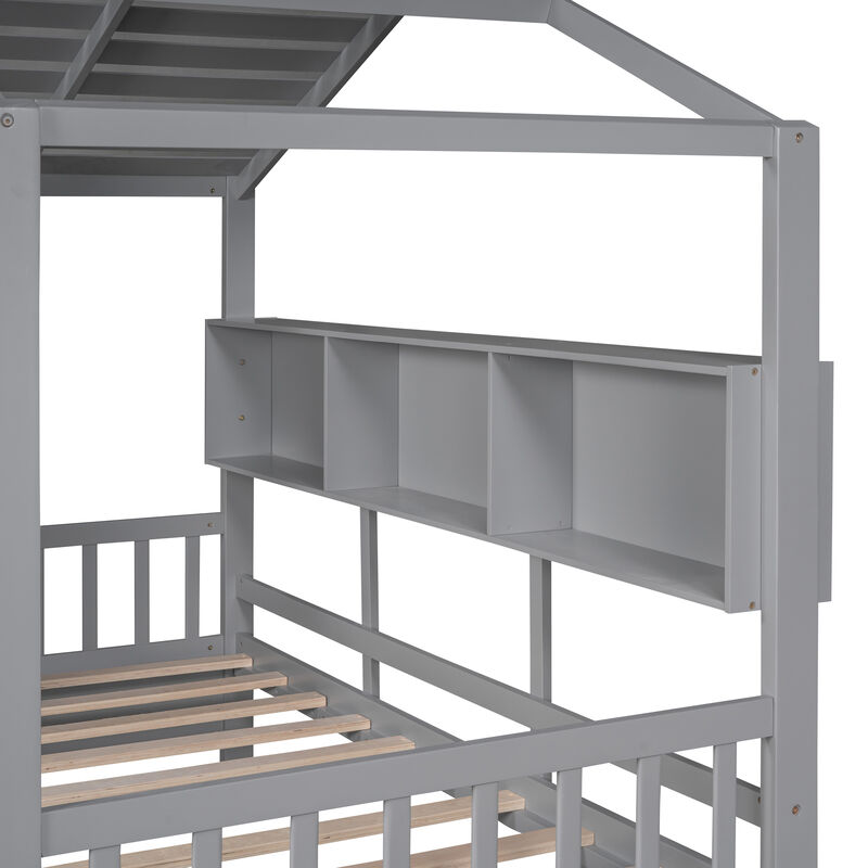 Fufdon Kids Twin Size House Bed image number 5