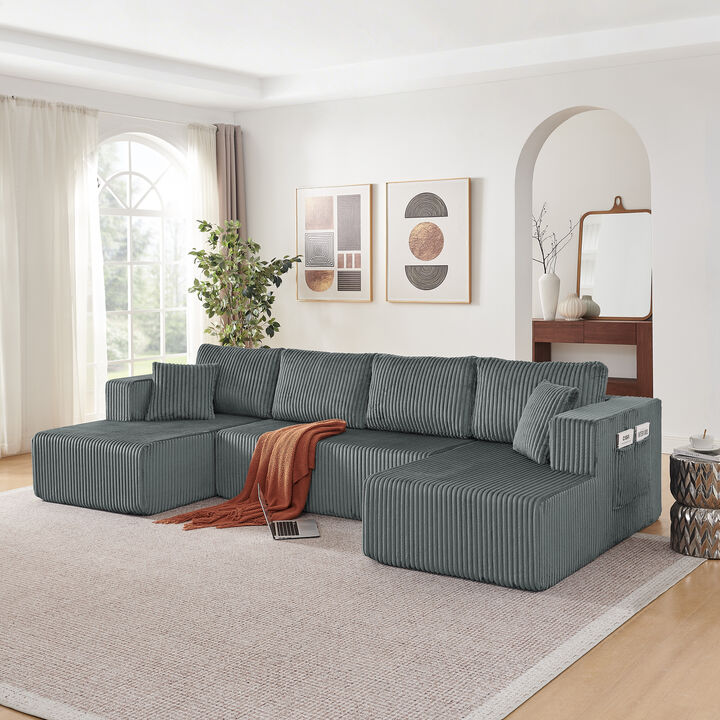 Sudvir 132" U-Shaped Modular Sectional Sofa