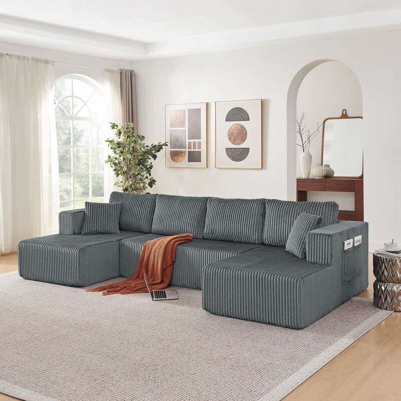 Sudvir 132" U-Shaped Modular Sectional Sofa image number 1