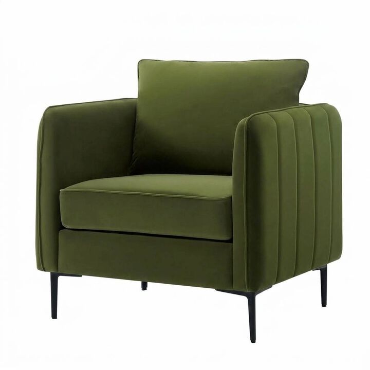 Envelor Mid-Century Modern Velvet Accent Armchair with Lumbar Pillow