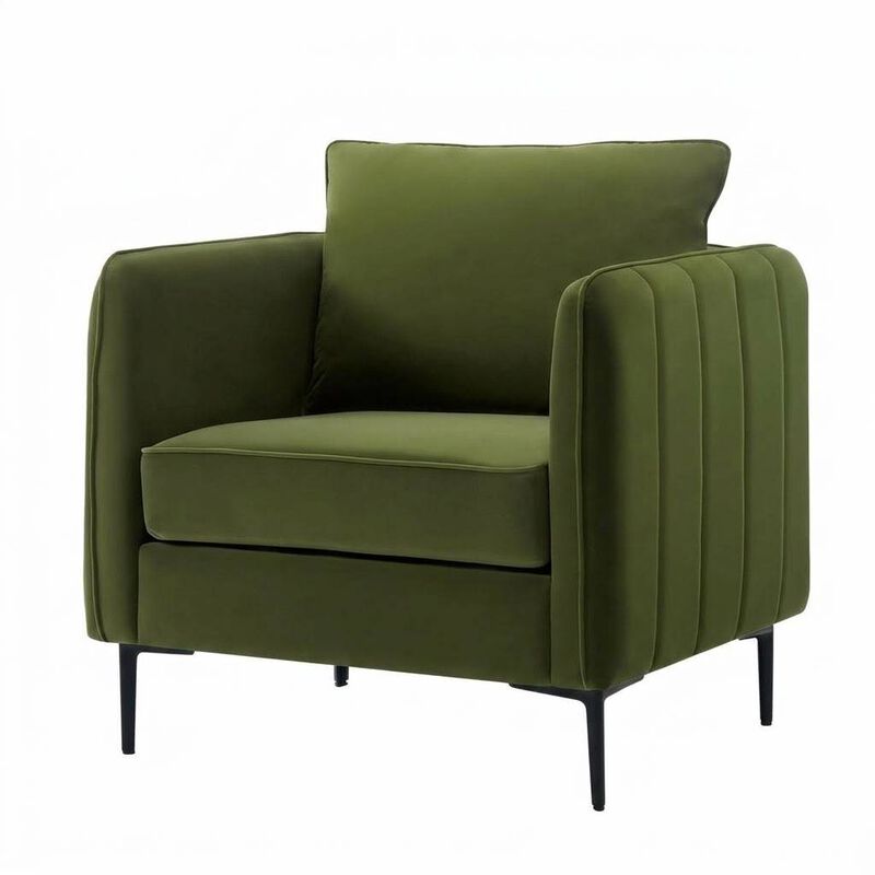 Envelor Mid-Century Modern Velvet Accent Armchair with Lumbar Pillow image number 0