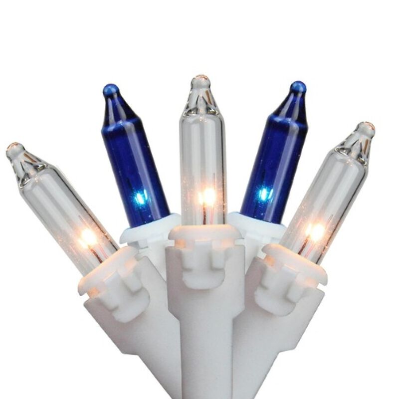 150ct Blue & Clear Mini Icicle Christmas Lights - White Wire image number 0
