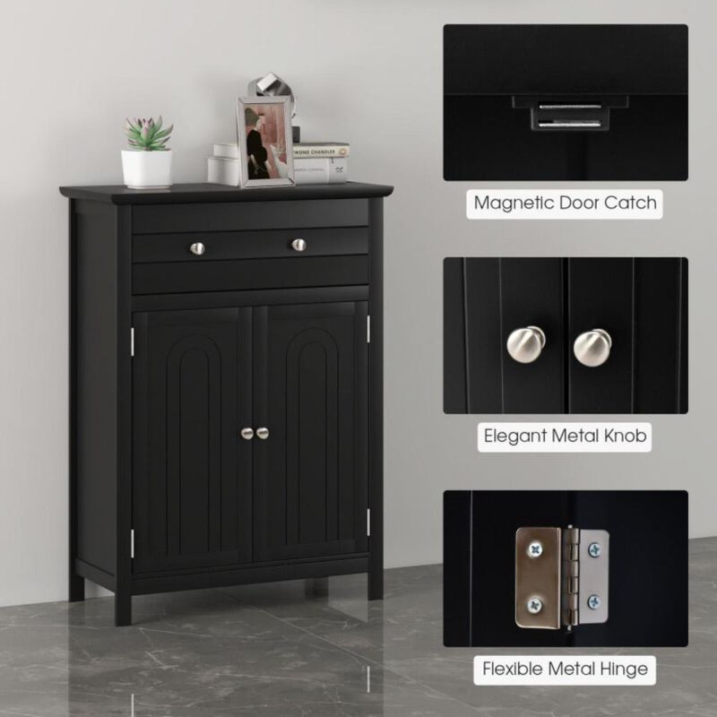 Hivvago Wooden Bathroom Floor Cabinet with Drawer and Adjustable Shelf