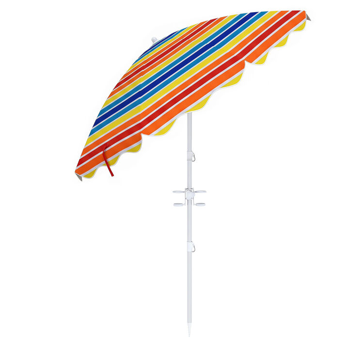 Outdoor 6.5 FT Beach Umbrella UPF 50+ with Sand Anchor for Beach Pool Patio