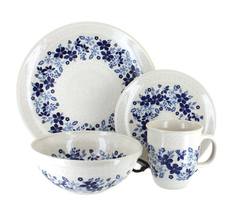 Blue Rose Polish Pottery Brienna 16 Piece Dinnerware Set