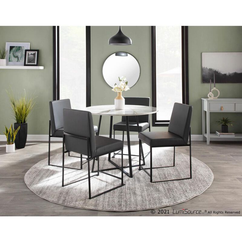 LumiSource Black Steel, Grey PU High Back Fuji Dining Chair - Set of 2