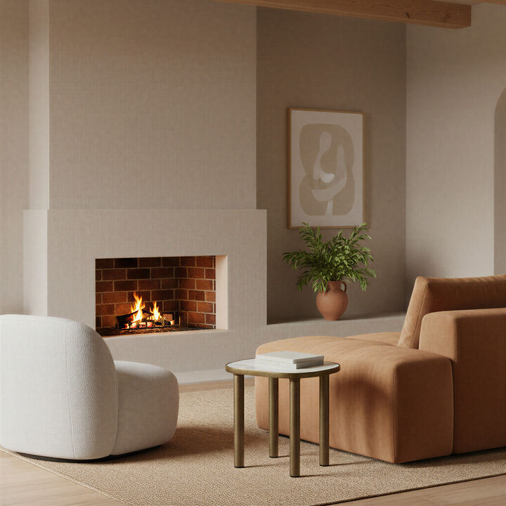Abstract Shaped Marble End Table with Metal Legs