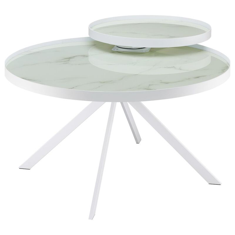 Coaster Briggs Round Marble Printed Glass Top Coffee Table