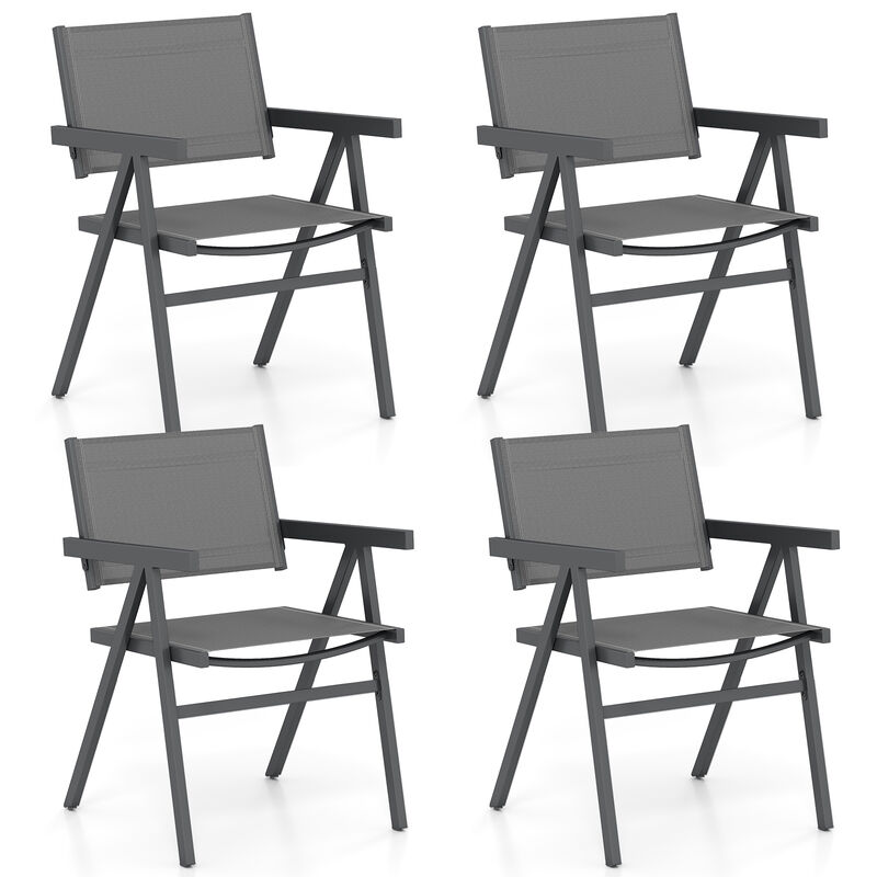 Set of 4 Outdoor Patio Dining Chairs with Breathable Fabric Seats image number 0