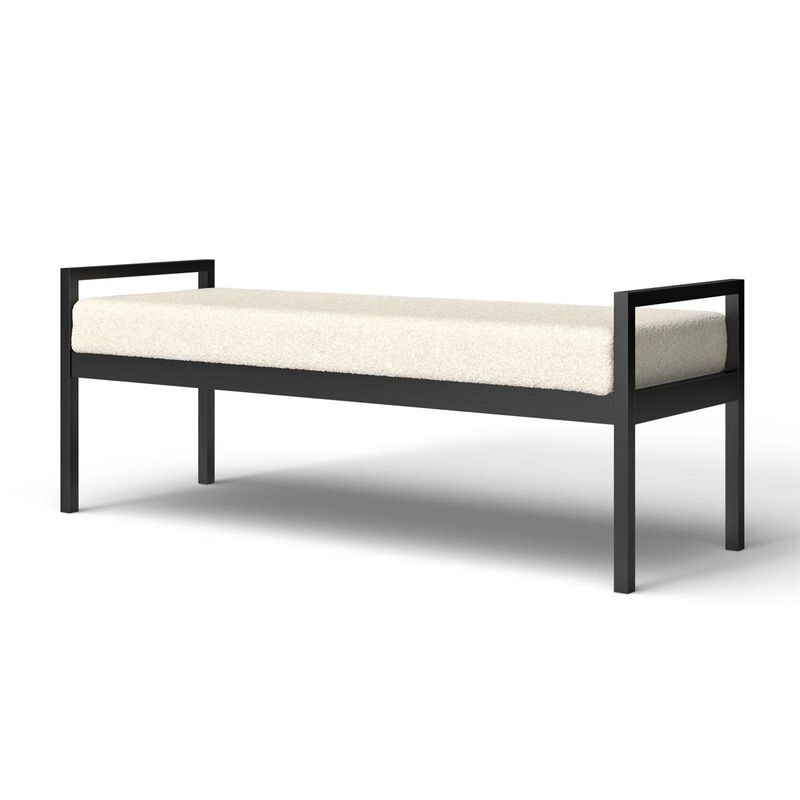 Modern Industrial Bed Bench with Upholstered Cushion Seat