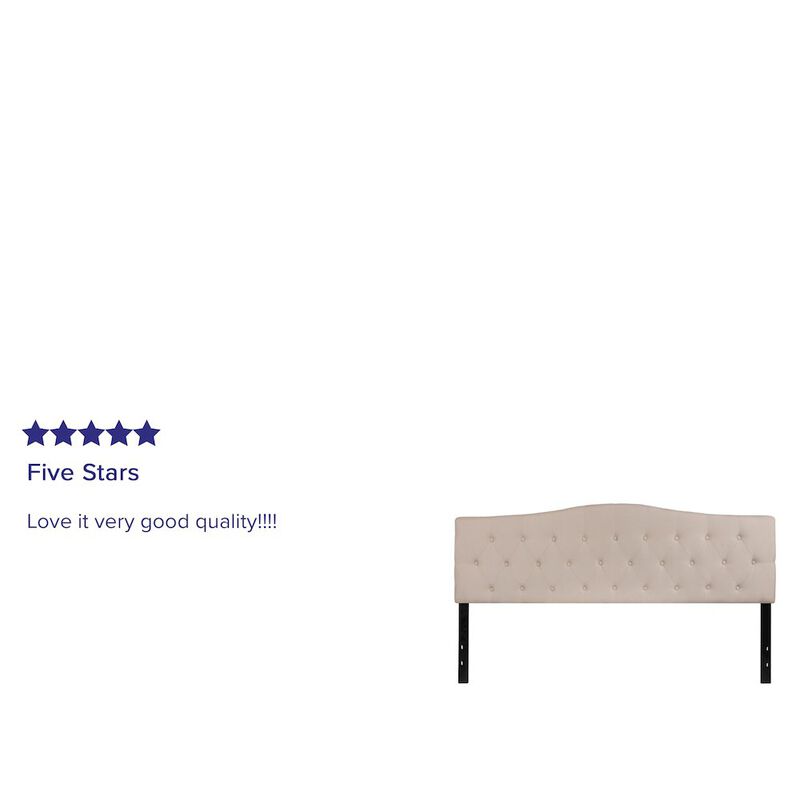 Flash Furniture Tufted Upholstered King Size Headboard in Beige Fabric image number 1
