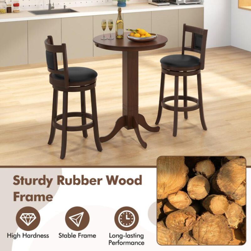 Hivvago Wood Pub Round Dining Table with Pedestal Base