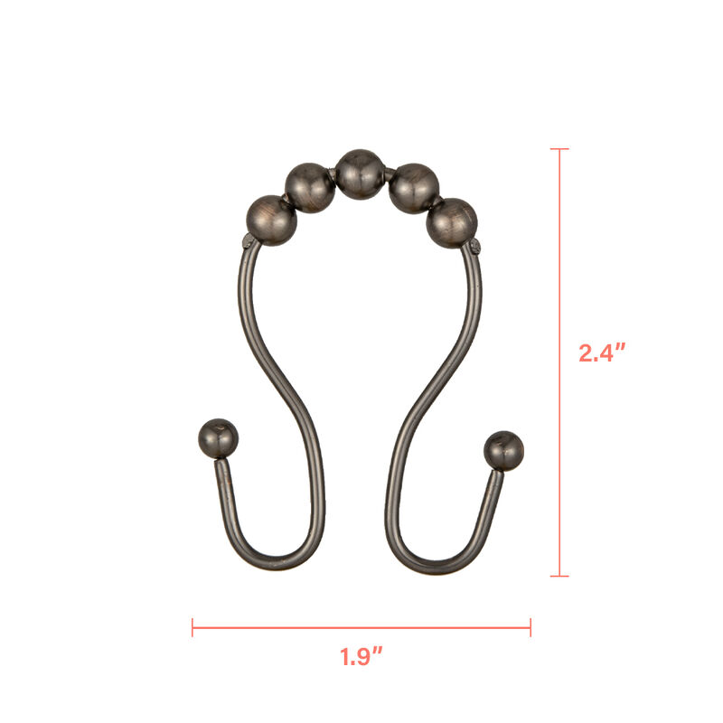 Stainless Steel Double Shower Curtain Hooks, Set of 12 image number 8