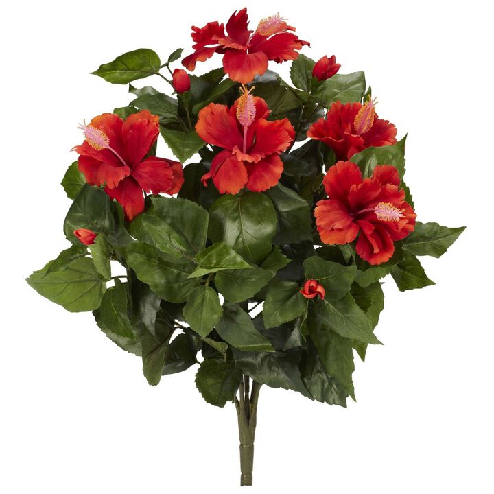 Nearly Natural 20-in Hibiscus Artificial Plant (Set of 4)