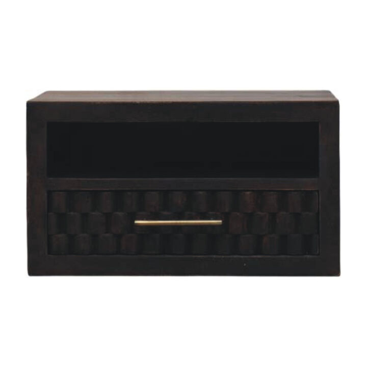 HomeRoots 18" Brown Solid Wood One Drawer Floating Nightstand
