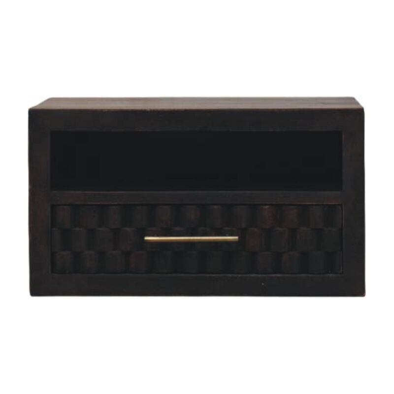 HomeRoots 18" Brown Solid Wood One Drawer Floating Nightstand image number 0
