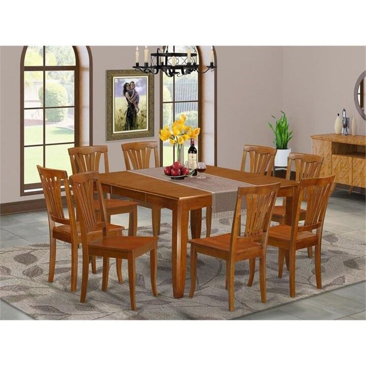 9 Pc Dining room set for 8-Square Table with Leaf and 8 Dining Chairs