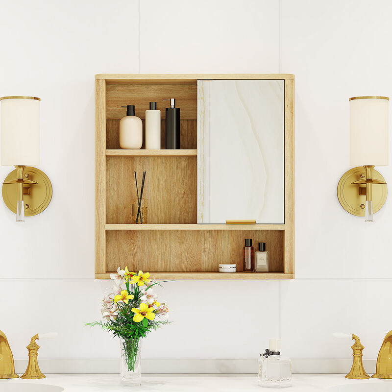 ELEMENT ACE Wall Mounted Bathroom Mirror Cabinet with Open Shelves Waterproof Medicine Cabinet Space Saving Vanity Organizer for Home & Bathroom Use image number 7