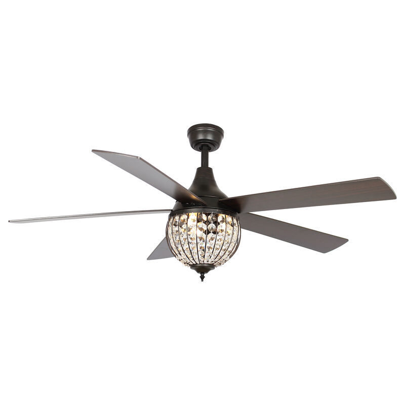 52" Farmhouse 5-Blade Crystal Ceiling Fan with Remote Control