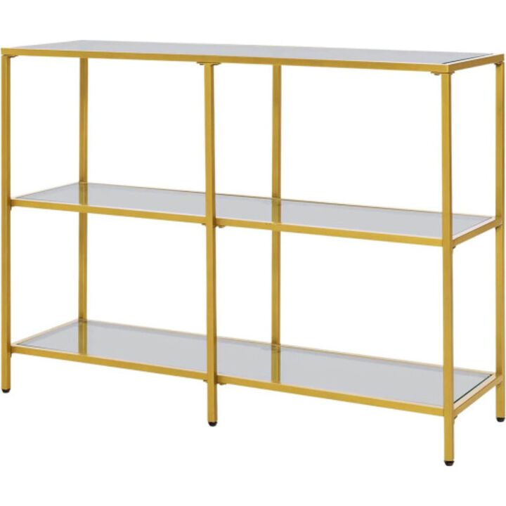 3-Tier Console Table with Tempered Glass Shelf