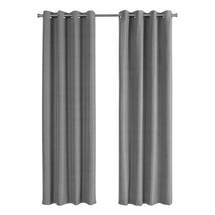 Monarch Specialties Curtain Panel, 2pcs Set, 100% Blackout, Grommet, Living Room, Bedroom, Kitchen, Thermal Insulation, Polyester, Contemporary, Modern
