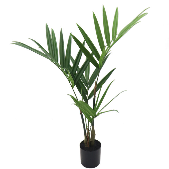 Indoor Oasis 3ft Artificial Kentia Palm Plant with 38 Lifelike Leaves - Elegant Faux Greenery for Home & Office Decor in Sophisticated Pot - Perfect for Creating a Relaxing Atmosphere, Low Maintenance
