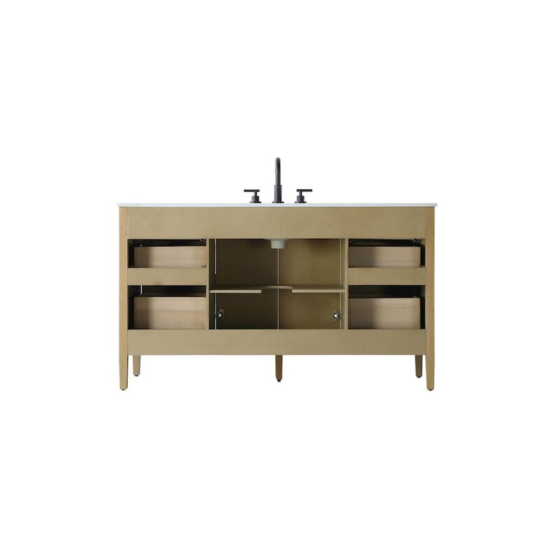 Elegant Kitchen and Bath 60 inch Single Bathroom Vanity in Linen Oak