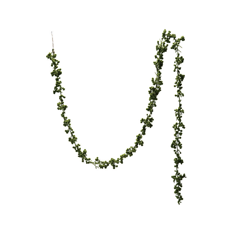 Flocked Foam Ball Garland, Green image number 0