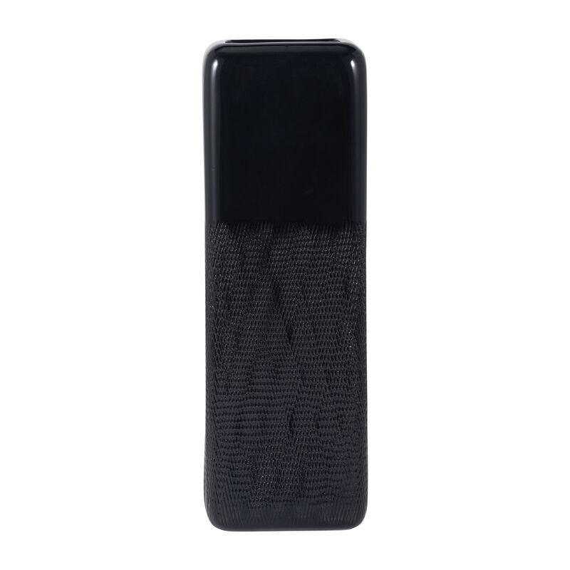 Cer, 18" Squared Grooved Vase, Black image number 0