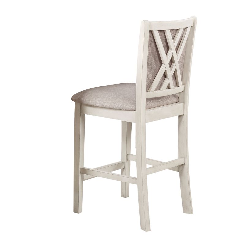 Han 60 Inch 5 Piece Counter Table Set with USB Ports, White and Brown